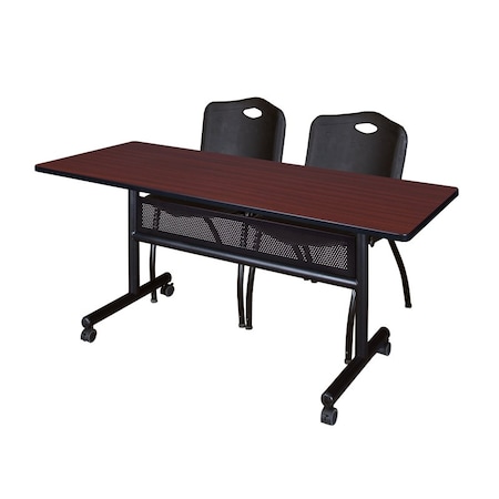Kobe Rectangle FlipTop Table, 60" W, 29" H, Laminate Top, Mahogany MKFTM6024MH47BK